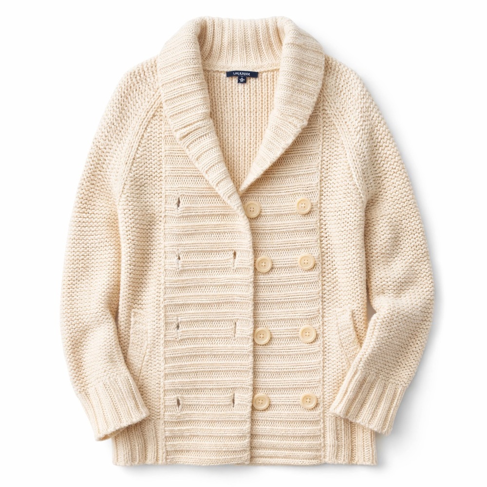GAP Shawl Collar Chunky Knit Cardigan Sweater Cream XS Coastal Grannycore Cozy